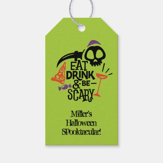 Eat Drink en zijn eng groene halloween party Cadeaulabel (Voorkant)