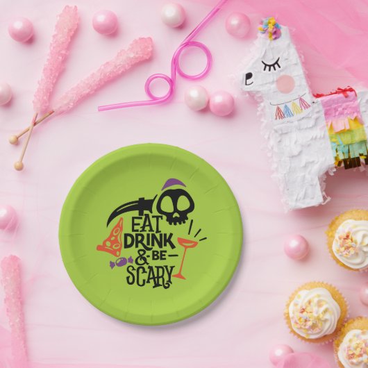 Eat Drink en zijn eng groene halloween party Papieren Bordje (Feest)