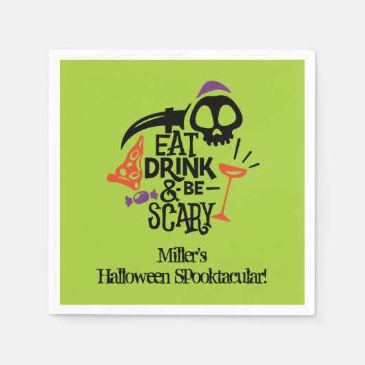 Eat Drink en zijn eng groene halloween party Servet (Voorkant)