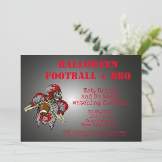 Eat, Drink en zijn eng Halloween BBQ Uitnodiging (Staand voorkant)