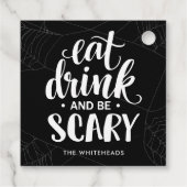 Eat Drink en zijn eng Halloween Bedankjes Labels (Achterkant)