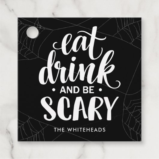 Eat Drink en zijn eng Halloween Bedankjes Labels (Voorkant)