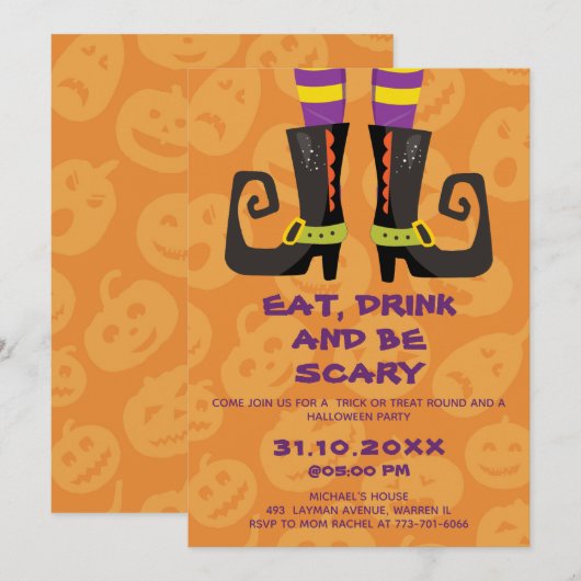Eat Drink en zijn eng Halloween Block Party Kaart (Voorkant / Achterkant)