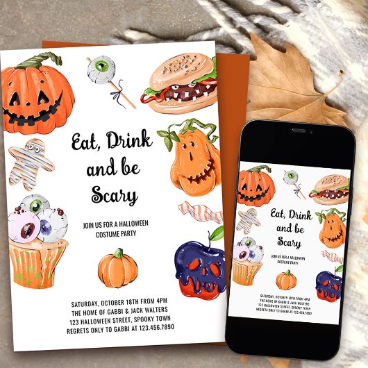 Eat Drink en zijn eng Halloween Costume Party Kaart