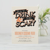Eat Drink en zijn eng Halloween Part Invitation Kaart (Staand voorkant)