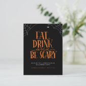 Eat, Drink en zijn eng Halloween Party Invitation Briefkaart (Staand voorkant)