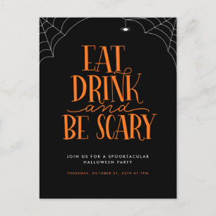 Eat, Drink en zijn eng Halloween Party Invitation Briefkaart
