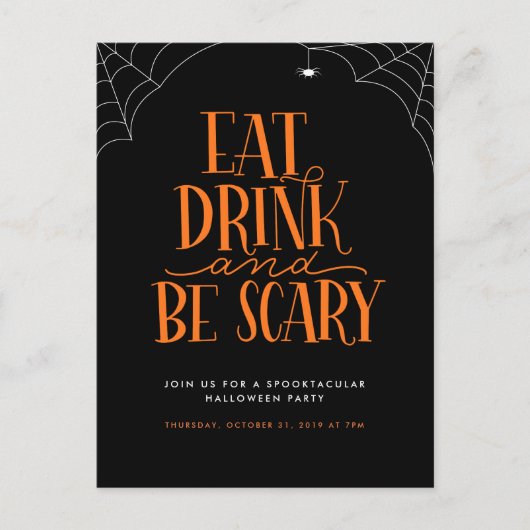 Eat, Drink en zijn eng Halloween Party Invitation Briefkaart (Voorkant)