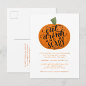 Eat, Drink en zijn eng Halloween Party Invitation Briefkaart (Voorkant / Achterkant)