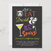 Eat, Drink en zijn eng Halloween Party Invitation Kaart (Voorkant)