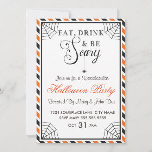 Eat, Drink en zijn eng Halloween Party Invite Kaart