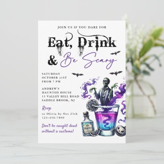 Eat Drink en zijn eng Halloween Party Kaart (Staand voorkant)