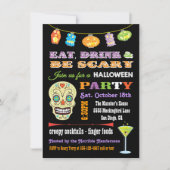 Eat drink en zijn eng Halloween Party-uitnodiginge Kaart (Voorkant)