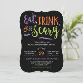 Eat Drink en zijn eng Halloween Party Uitnodiginge Kaart (Staand voorkant)