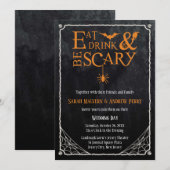 Eat, Drink en zijn eng Halloween Wedding Invite Kaart (Voorkant / Achterkant)