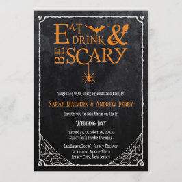 Eat, Drink en zijn eng Halloween Wedding Invite Kaart
