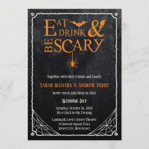 Eat, Drink en zijn eng Halloween Wedding Invite Kaart