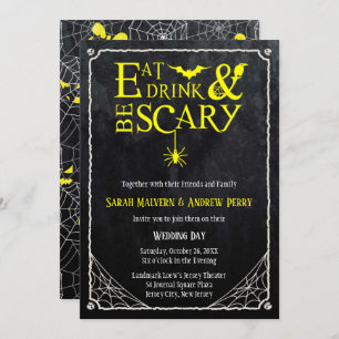 Eat, Drink en zijn eng Halloween Wedding Invite Kaart
