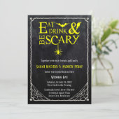 Eat, Drink en zijn eng Halloween Wedding Invite Kaart (Staand voorkant)