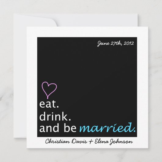 Eat Drink en zijn getrouwd Sla de datum op Save The Date (Voorkant)