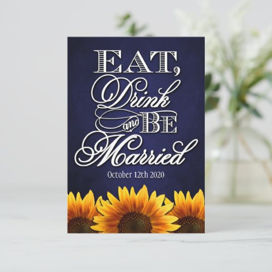 Eat Drink en zijn getrouwde Rustic Wedding RSVP-ka RSVP Kaartje (Staand voorkant)