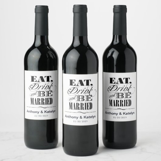 Eat Drink en zijn huwelijkshuwelijk Wijn Etiket (Flessen)