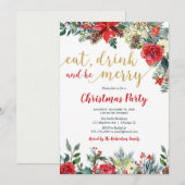 Eat Drink en zijn Merry Floral kerstparty Kaart (Voorkant / Achterkant)