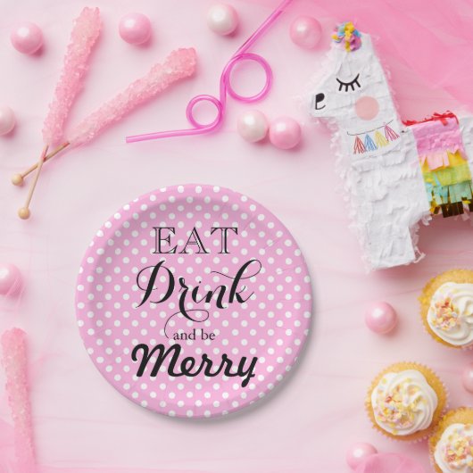 Eat Drink en zijn Merry | polka-puntpatroon Papieren Bordje (Feest)