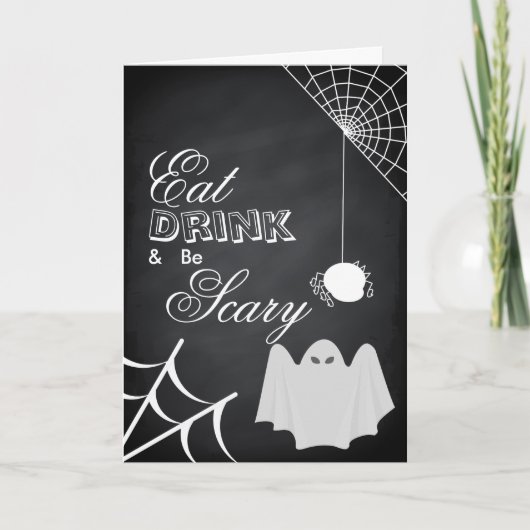 Eat Drink en zijn Scary Halloween Spider-webkaart Kaart (Voorkant)