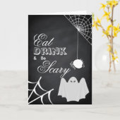 Eat Drink en zijn Scary Halloween Spider-webkaart Kaart (Gele Bloem)