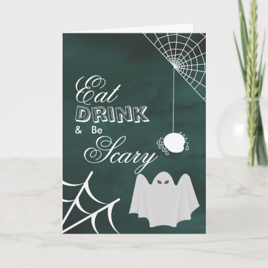 Eat Drink en zijn Scary Halloween Spider-webkaart Kaart (Voorkant)