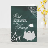 Eat Drink en zijn Scary Halloween Spider-webkaart Kaart (Gele Bloem)