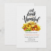 Eat Drink en zijn Thankful Thanksgiving Kaart (Voorkant / Achterkant)