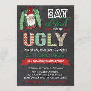 Eat Drink en zijn Ugly Sweater Kerstparty Kaart
