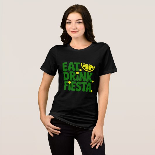 Eat Drink Fiesta Minimal Retro T-Shirt (Voorkant volledig)
