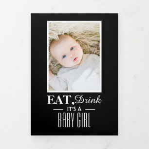 Eat Drink, Gatsby Style 6 Foto Collage Baby Birth Drieluik Aankondiging