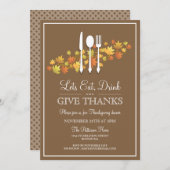Eat Drink & geef Bedankt Thanksgiving Dinner Party Kaart (Voorkant / Achterkant)