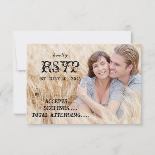 Eat Drink Gehuwd Rustic Land Weddenschap RSVP (Voorkant)