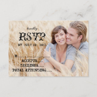 Eat Drink Gehuwd Rustic Land Weddenschap RSVP Kaartje