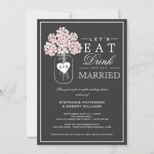 Eat Drink & haal gehuwde paren Shower Invitation Kaart (Voorkant)