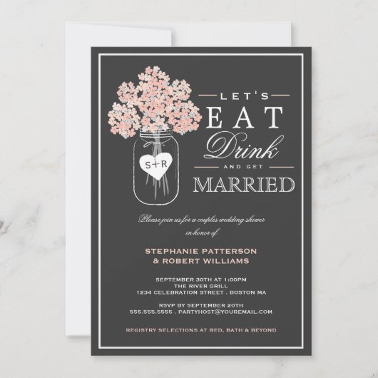 Eat Drink & haal gehuwde paren Shower Invitation Kaart (Voorkant)