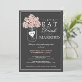 Eat Drink & haal gehuwde paren Shower Invitation Kaart (Staand voorkant)