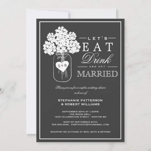 Eat Drink & haal gehuwde paren Shower Invitation Kaart (Voorkant)