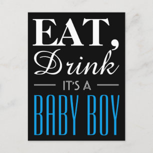 Eat, Drink Het is een babyjongen, Baby Aankondigingskaart