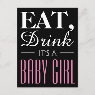 Eat, Drink Het is een babymeisje, Baby Aankondigingskaart