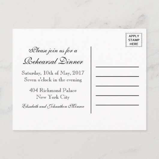 Eat, Drink Het is een repetitief diner Uitnodiging Briefkaart (Achterkant)