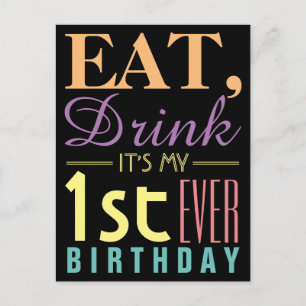 Eat, Drink Het is mijn eerste uitnodiging van de D Briefkaart
