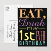 Eat, Drink Het is mijn eerste uitnodiging van de D Briefkaart (Voorkant / Achterkant)