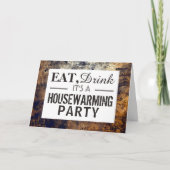 Eat, Drink Housewarming Party Dirt Brown Invite (Voorkant)