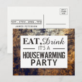 Eat, Drink Housewarming Party Dirt Brown Invite Uitnodiging Briefkaart (Voorkant / Achterkant)